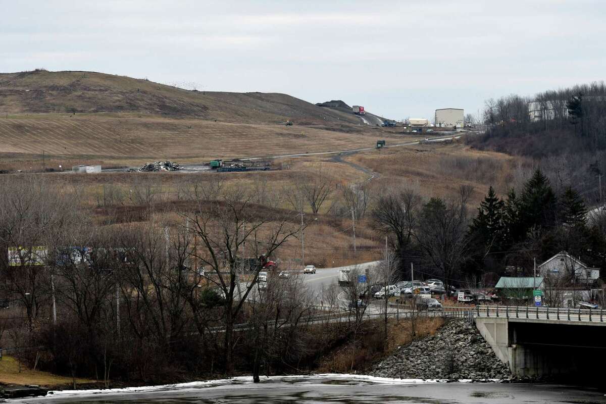 View of the Colonie Landfill from across the Mohawk River on Friday, Jan. 20, 2017, in Colonie, N.Y. (Will Waldron/Times Union)