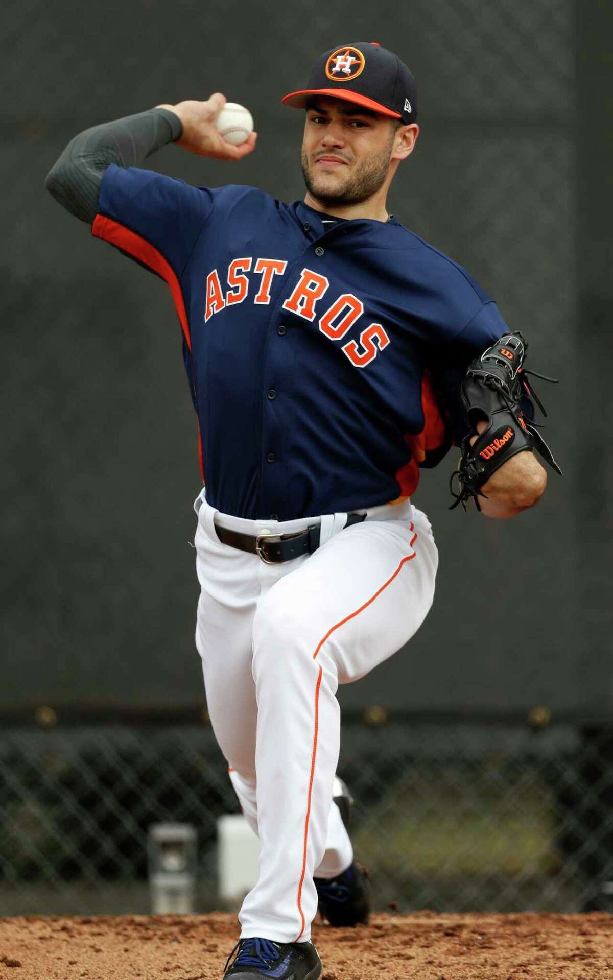 Houston Astros starting pitcher Lance McCullers pitches during spring training at The Ballpark of the Palm Beaches, in West Palm Beach, Florida, Thursday, February 16, 2017. ( Karen Warren / Houston Chronicle )