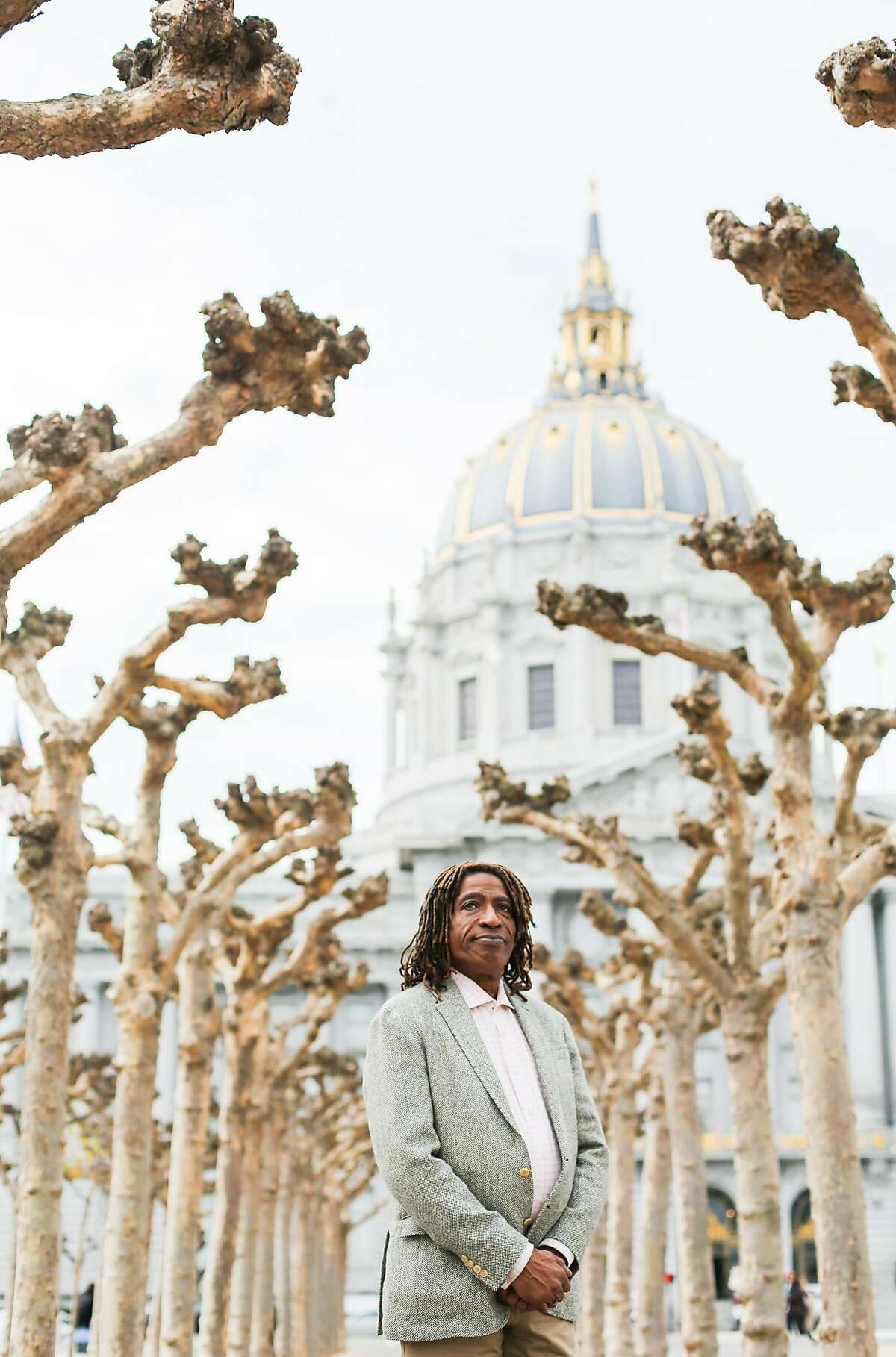Ken Jones stands for a portrait outside City Hall in San Francisco, California, on Wednesday, Feb. 15, 2017.