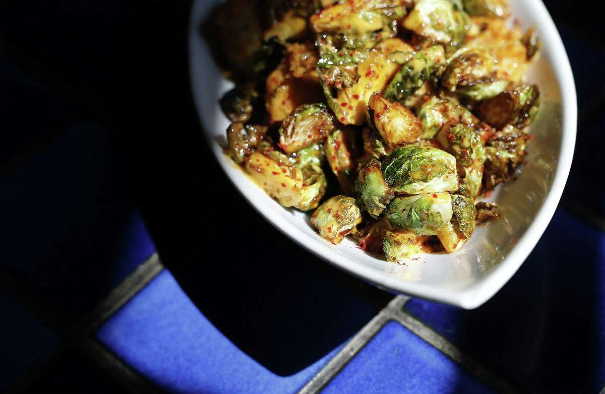 Crispy shrimp with Brussels sprouts
