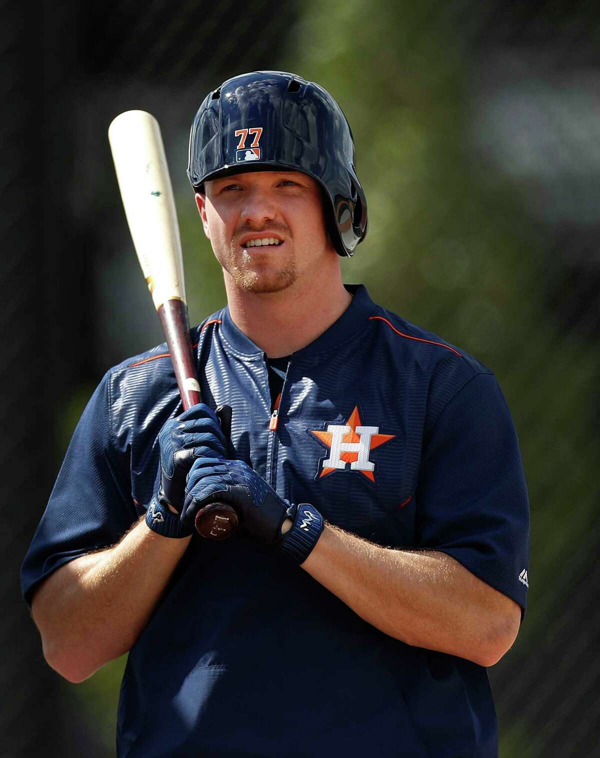 Houston Astros outfielder Derek Fisher (77) has stolen 10 bases in 10 tries during Spring Training. He is the first Astros player with double-digit steals in a spring training since Michael Bourn swiped 13 in 2009.