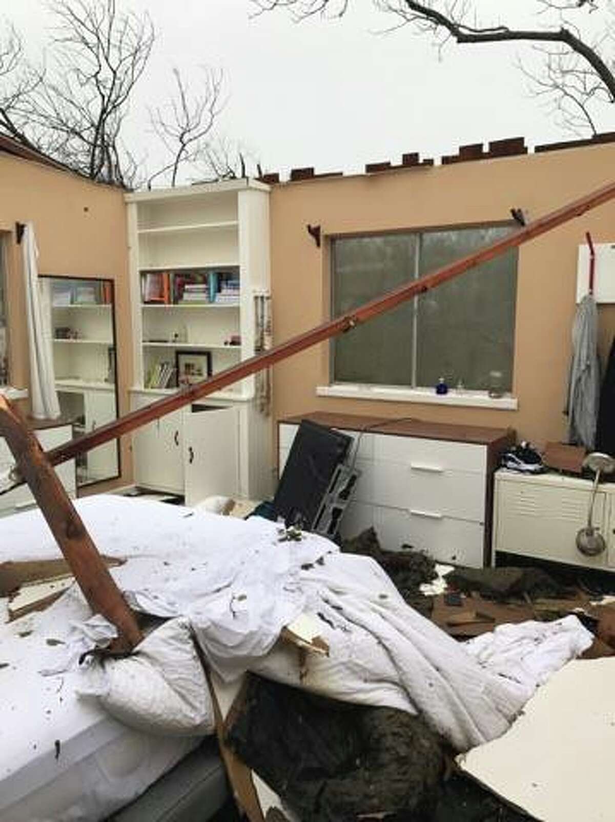 Damage at a home in the 300 block of Burnside Drive after tornadoes tore through San Antonio Sunday, Feb. 19, 2017.
