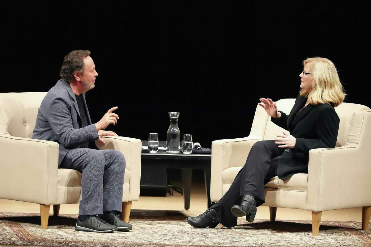 Crystal and Bonnie Hunt share the stage on Spend the Night With Billy Crystal.
