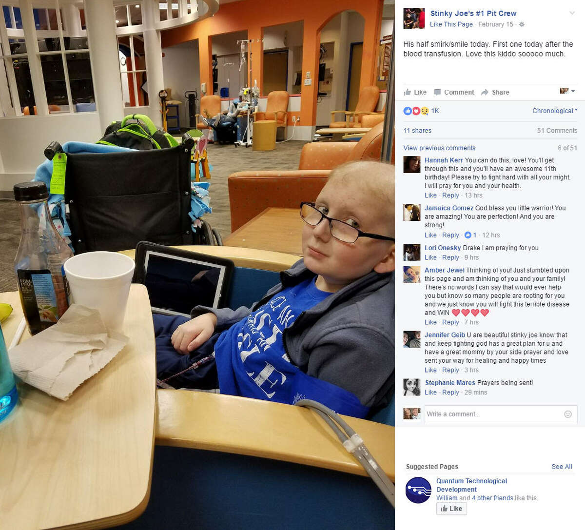 Tomball mother Jessica Medinger shared a heart-rending photograph of her 10-year-old son's battle with leukemia in an effort to show the struggles both of them face every day and it has since gone viral. Source: Facebook
