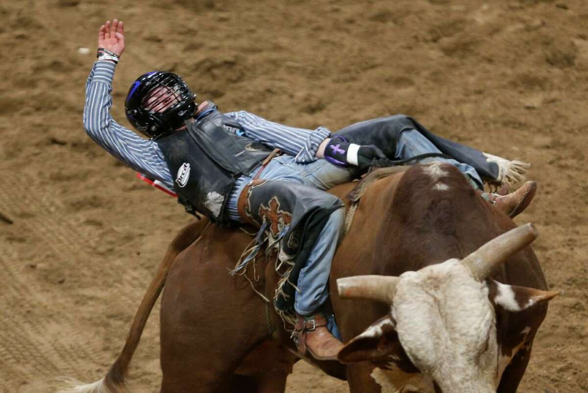 Heston Mead competes in Bull Riding during the San Antonio Rodeo at the AT&T Center on Feb. 17, 2017.