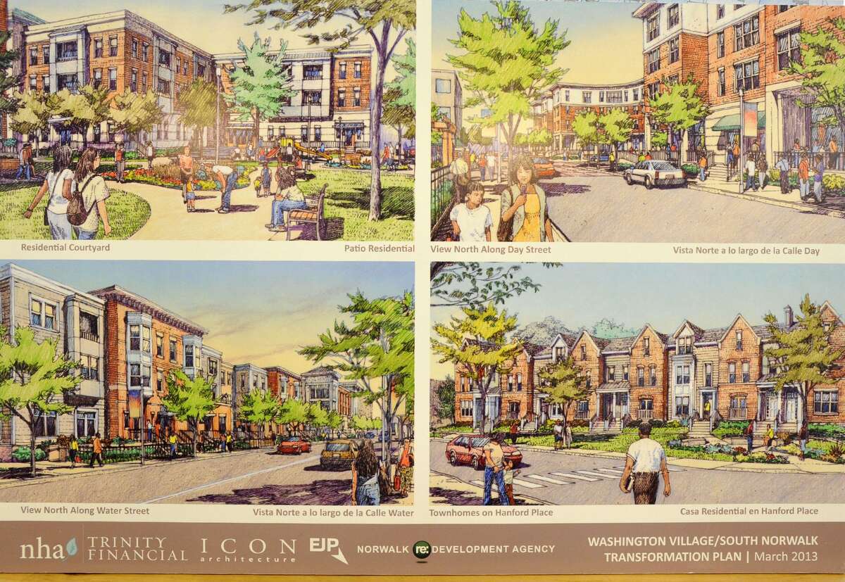 An artist rendering from 2013 of the proposed Washington Village housing project in Norwalk, Conn.