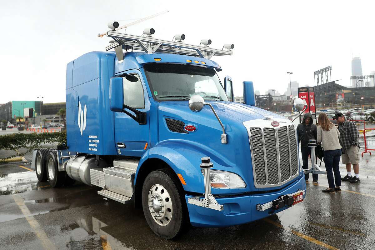 Embark self-driving technology test semi-trailer truck in San Francisco, Calif., on Tuesday, February 21, 2017.