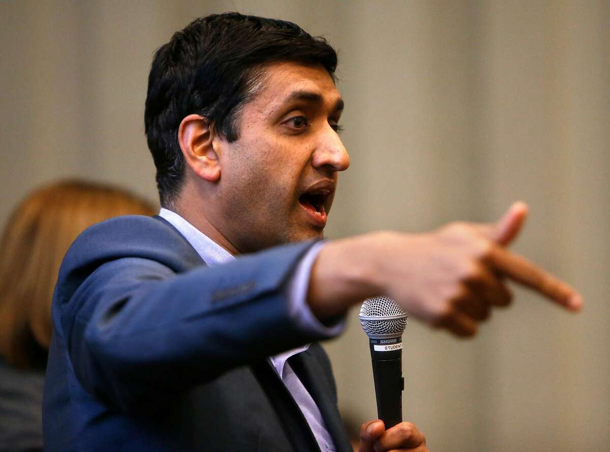 US Rep. Ro Khanna speaks while holding a town hall meeting at Ohlone College in Fremont, Calif., on Wednesday, February 22, 2017.