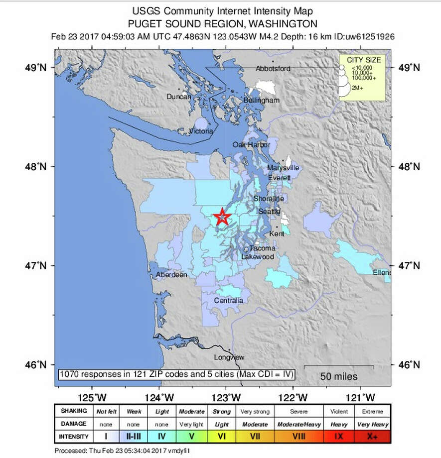 Earthquake reported near Kitsap Peninsula