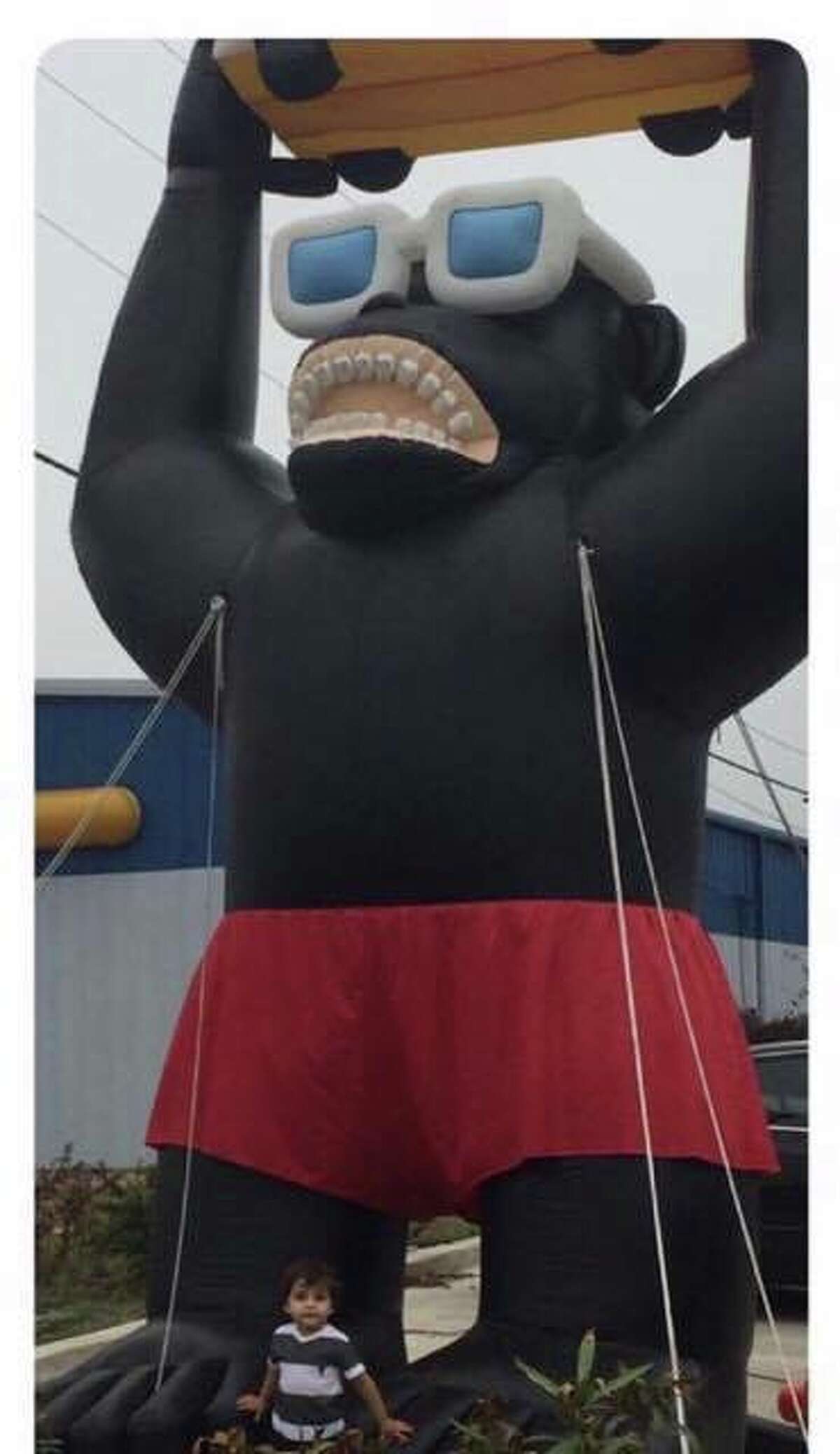 A 12-feet-tall inflatable gorilla was stolen from a Fiat dealership in Corpus Christi on Feb. 19, 2017.