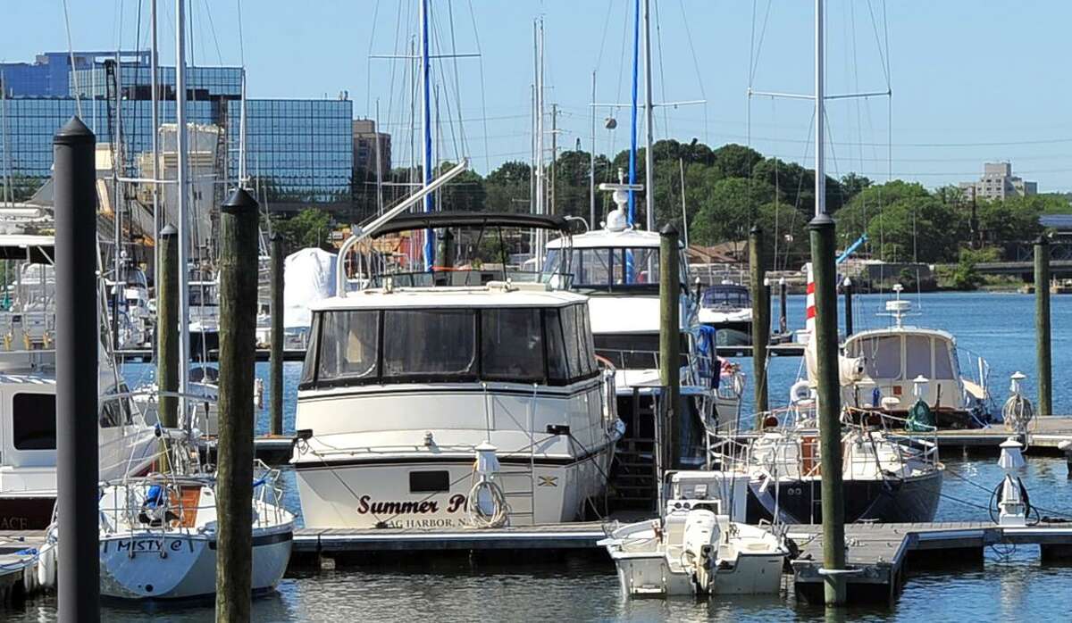 Various types of boats are docked at Stamford Landing in Stamford Harbor on Friday, June 10, 2016.