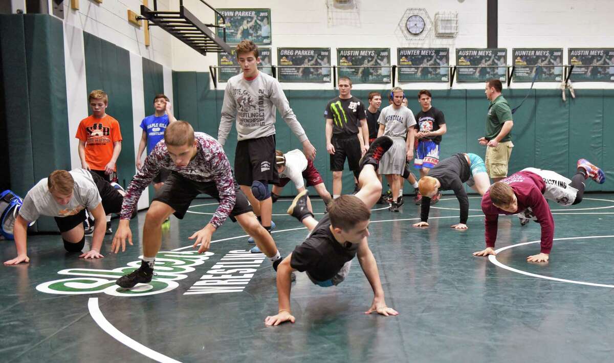 Section II, Div. 2 wrestlers practice at Shenendehowa High Thursday Feb. 16, 2017 in Clifton Park, NY. (John Carl D'Annibale / Times Union)