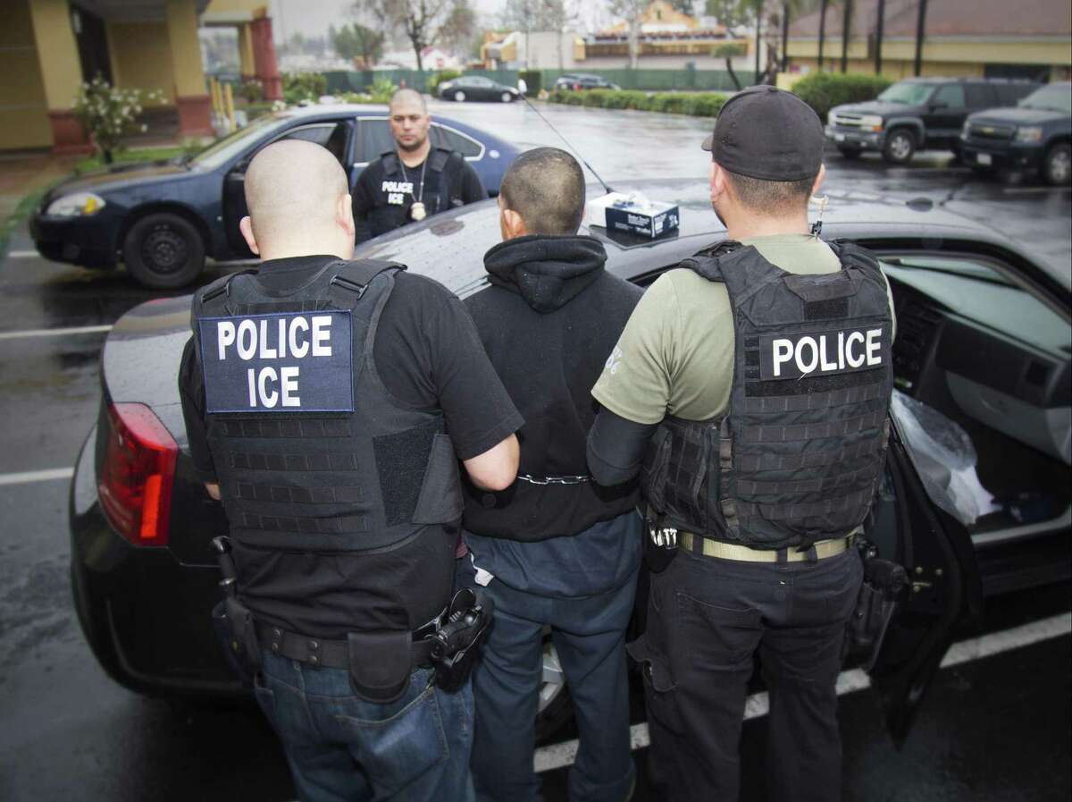 An arrest is made Feb. 7 during a targeted enforcement operation conducted by U.S. Immigration and Customs Enforcement (ICE). It was, the agency said, aimed at immigration fugitives, re-entrants and at-large criminal aliens in Los Angeles. But the Trump administration’s new enforcement priorities are creating fears of mass deportations, targeting immigrants who aren’t criminals.