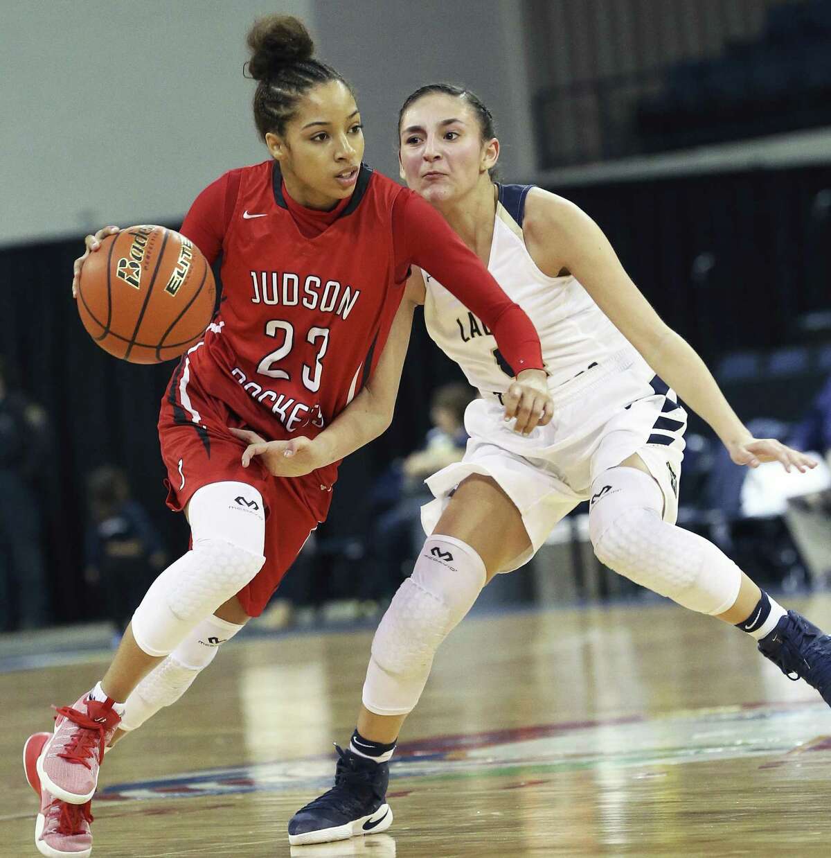 “It took a lot of hard work and playing as a team,” senior guard Chantel Govan (left) said of Jud son reaching state. The Rockets were the No. 3 playoff seed out of District 27-6A as co-champs.