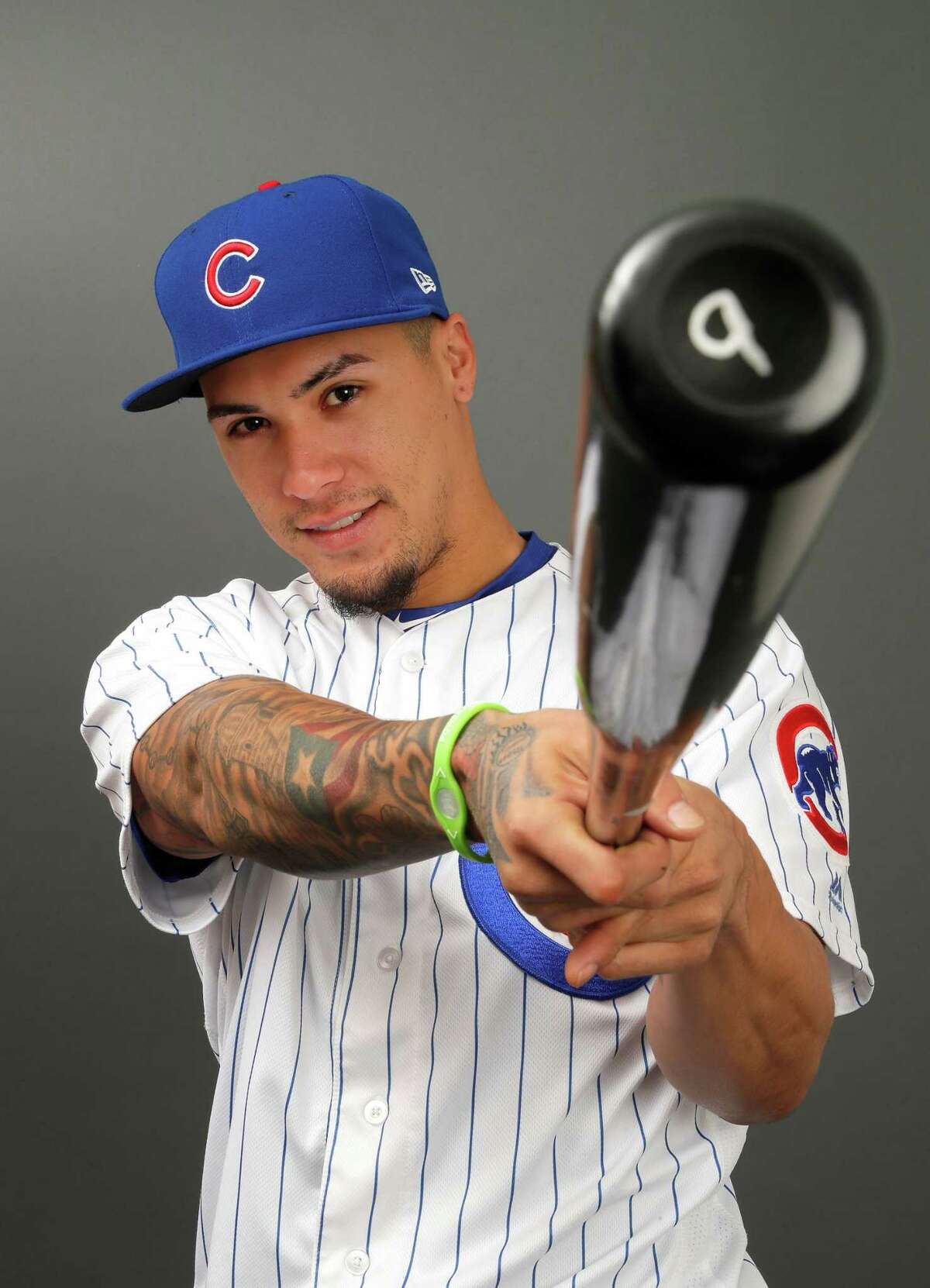 MESA, AZ - FEBRUARY 21: Javier Baez #9 of the Chicago Cubs poses during Chicago Cubs Photo Day on February 21, 2017 in Mesa, Arizona.