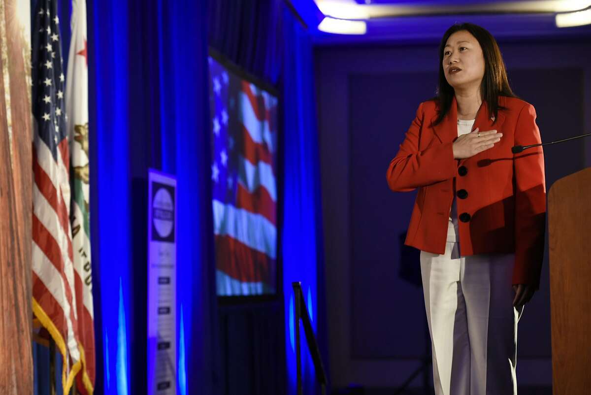 State Senator Janet Nguyen, R-Garden Grove, leads the pledge of allegiance during the California Republican Party's 2017 Organizing Convention in Sacramento, CA, on Saturday February 25, 2017.