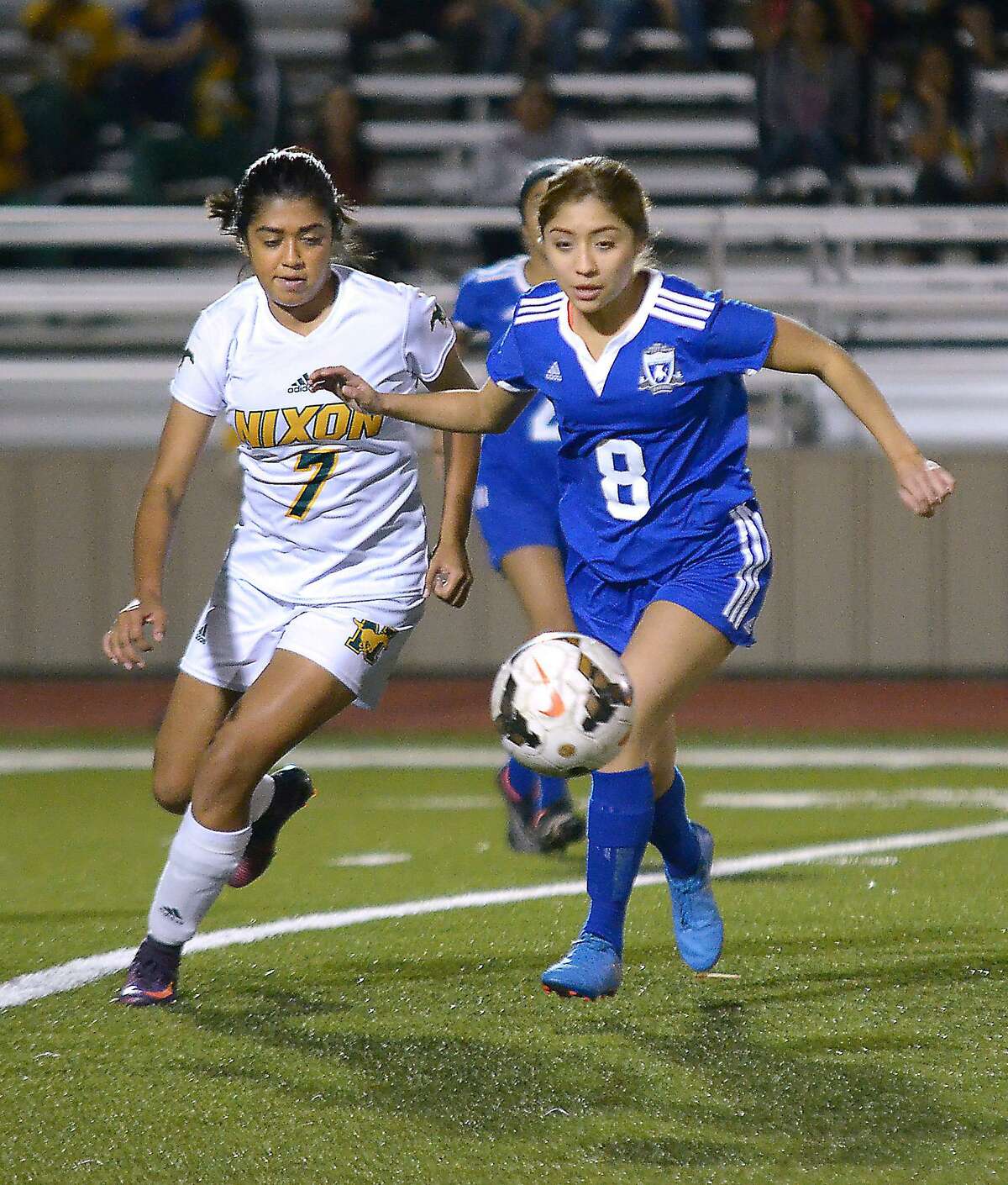 Dora Martinez scored the lone goal for the Lady Toros in their 7-1 loss to the Lady Mustangs.