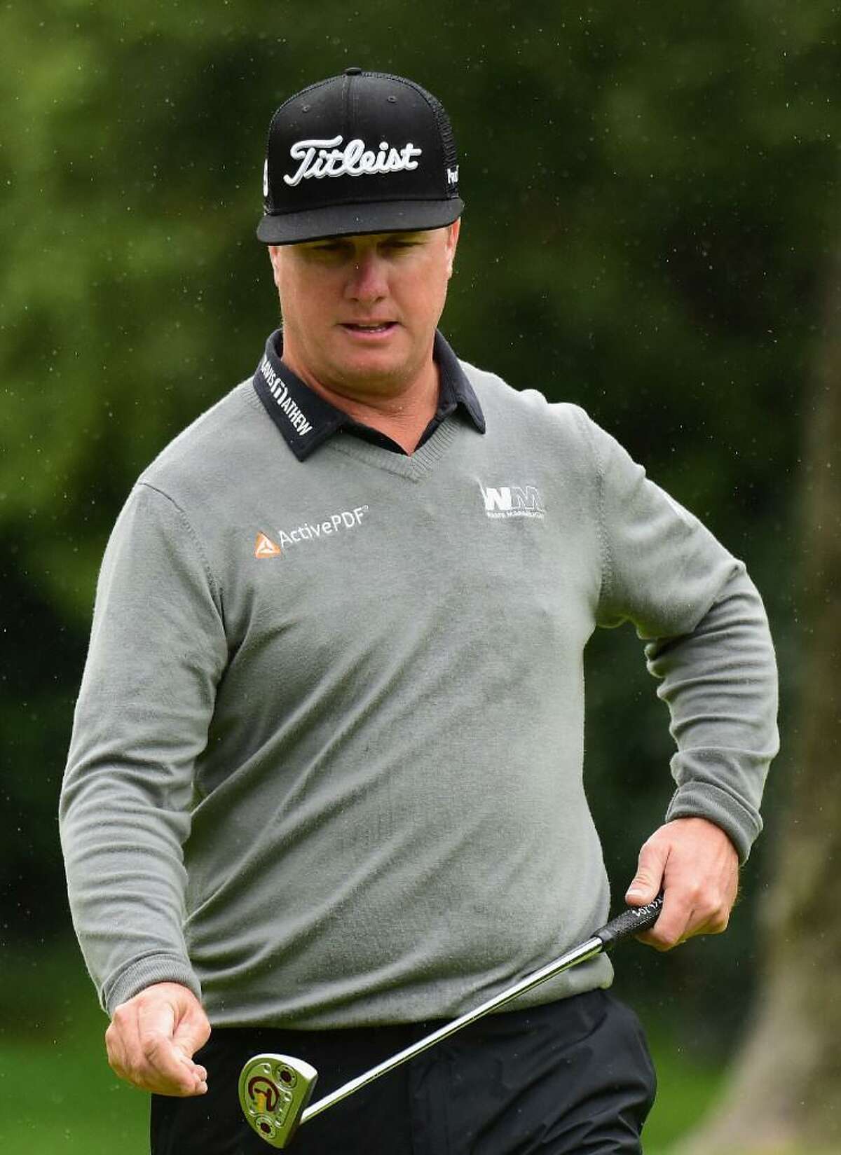 .Charley Hoffman reacts to his birdie on the 12th hole during a continuation of the second round at the Genesis Open at Riviera Country Club on Feb. 18, 2017 in Pacific Palisades, California.