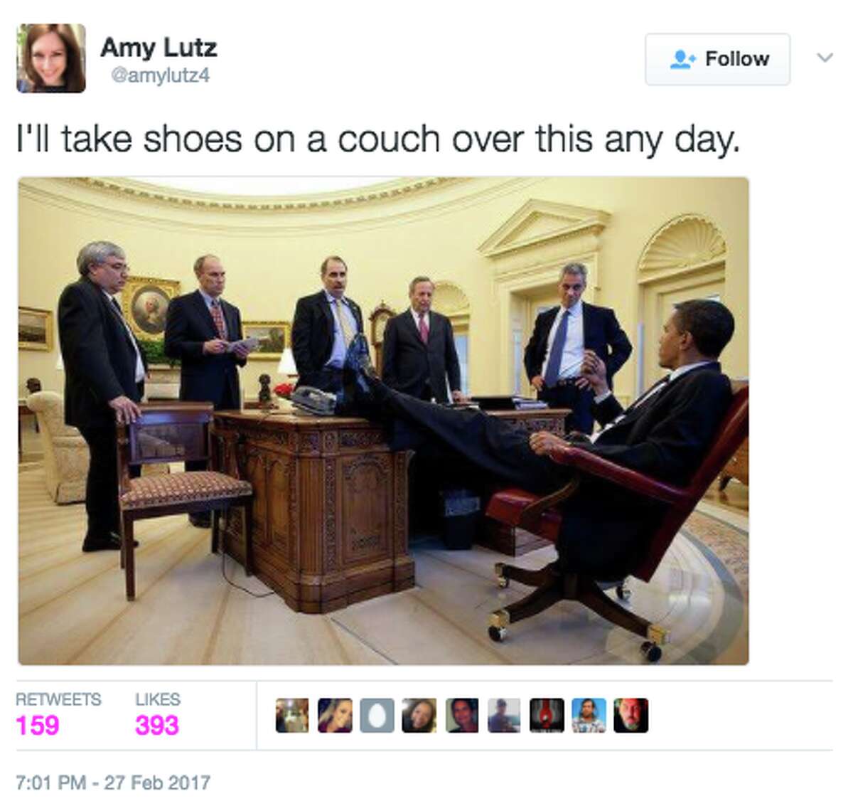 A photo of White House Adviser Kellyanne Conway sitting in a casual position on an Oval Office couch was quickly turned into a meme. 