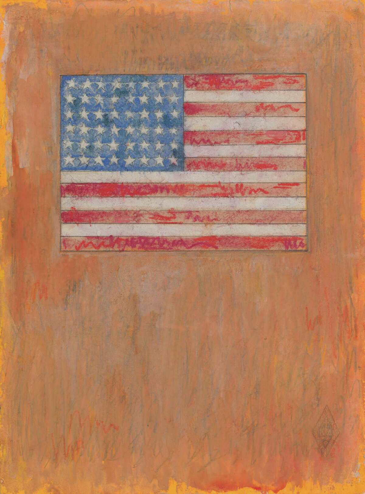 "Flag on Orange Field," by Jasper Johns, ﻿is on view at the Menil Collection ﻿in the exhibit "The Beginning of Everything."﻿