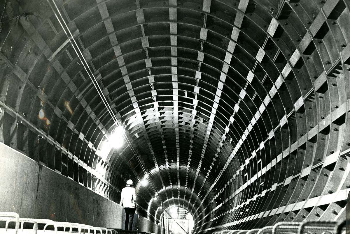 San Francisco Bay Area Rapid Transit (BART) construction progress as of July 23, 1970. From the San Francisco Chronicle: "They rolled out the Municipal Railway's 'Old Iron Monster' yesterday to publicize the public's first chance to visit the cavernous world of steel and concrete the Bay Area Rapid Transit is building below Market Street. BART officials, PUC commissioners, Market Street business leaders, newsmen, photographers and TV cameramen hauled aboard the Muni's first streetcar, put in service in 1912, for a rumbling, bone-shaking ride down Market Street to BART's new Montgomery Station. The ride was memorable for the historic touch, but mercifully short. At the end of the one day line was an advance peek at what San Franciscans will see if they take advantage of BART's open house on Sunday for the station at Montgomery and Market Streets." July 23, 1970