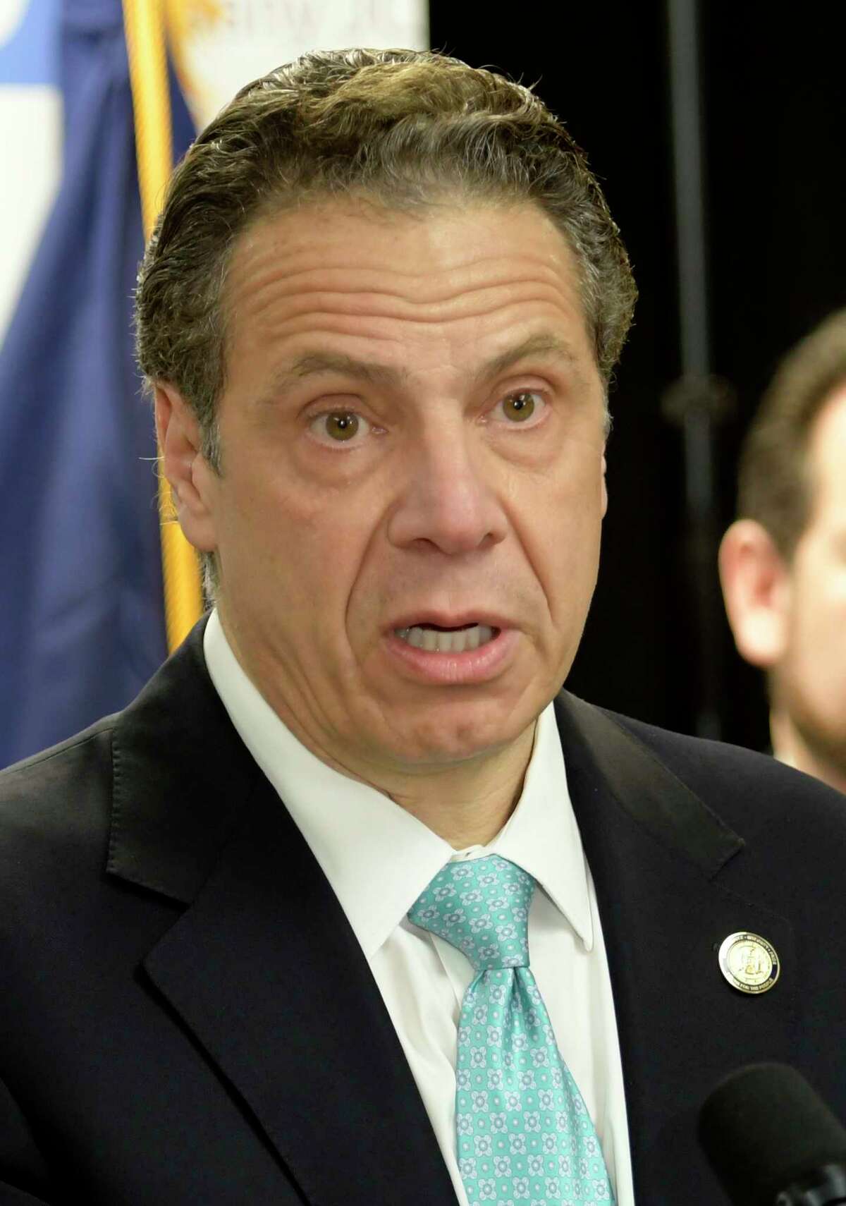 Governor Andrew Cuomo speaks at a press conference on the subject of hate crimes held at the Sidney Albert Albany JCC Wednesday Mar, 1 2017 in Albany, N.Y. (Skip Dickstein/Times Union)