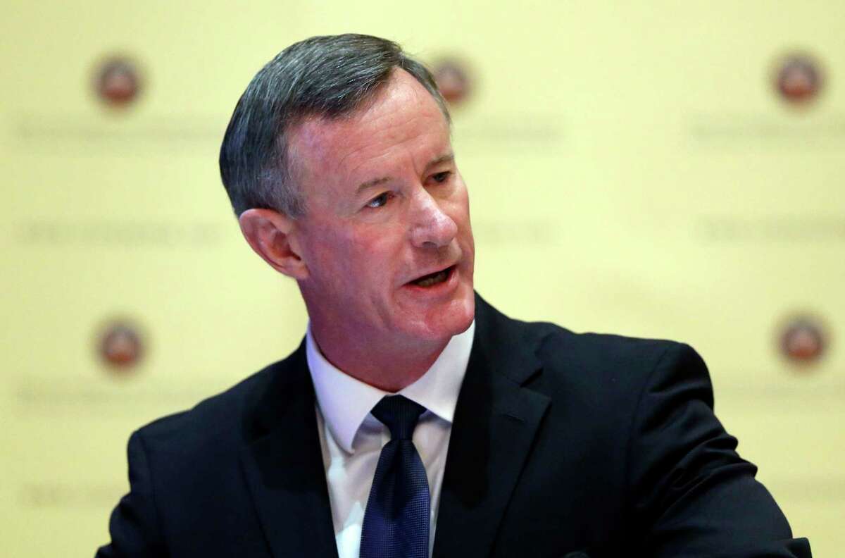 Navy Adm. William McRaven, the next chancellor of the University of Texas System, addresses the Texas Board of Regents, Thursday, Aug. 21, 2014, in Austin, Texas. McRaven starts in January; System officials say he will make $1.2 million a year. (AP Photo/Eric Gay)