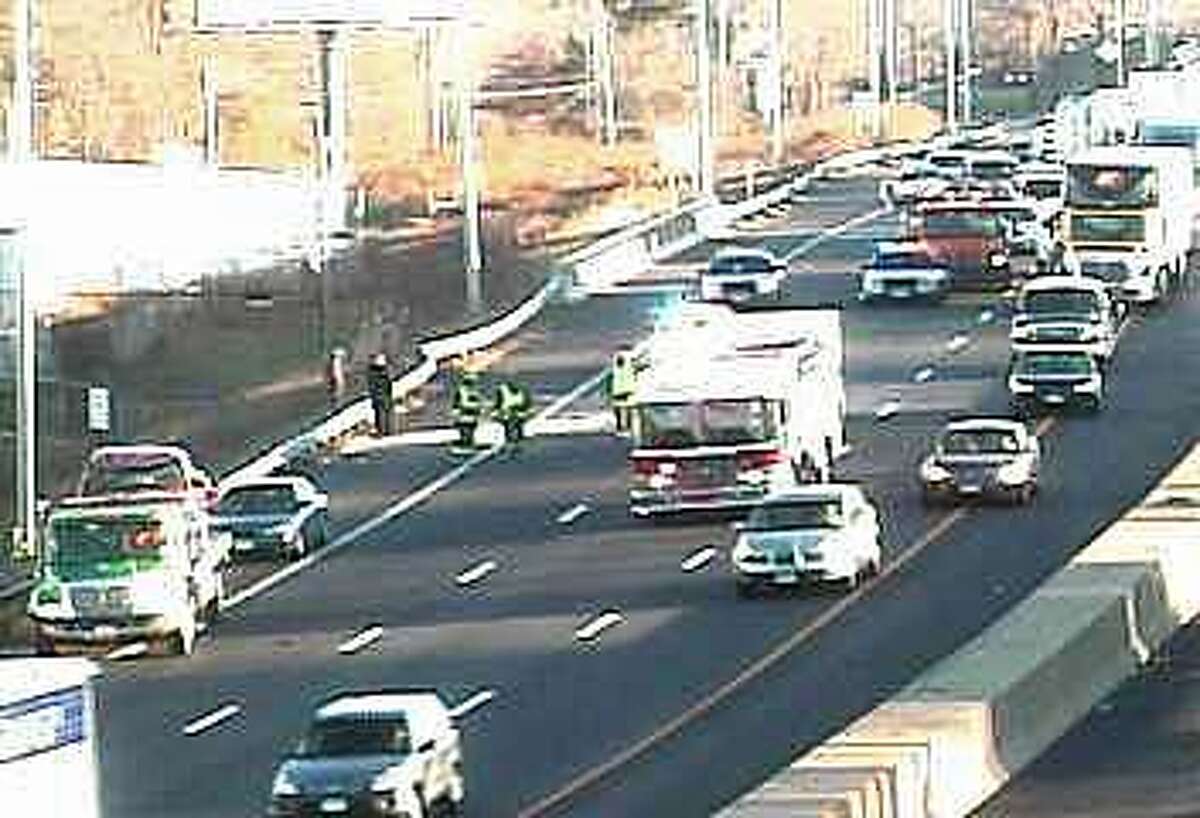 Two southbound I-95 lanes are closed in Stratford after an accident on Thursday, March 2, 2017.