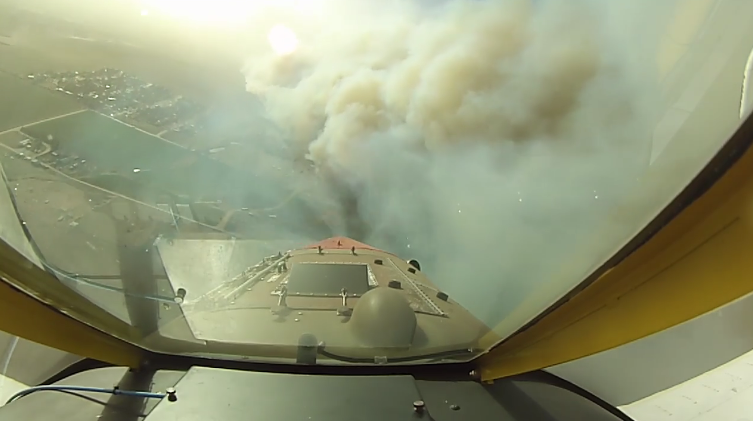 Video gives pilot's-eye view of fight against massive Texas forest fire