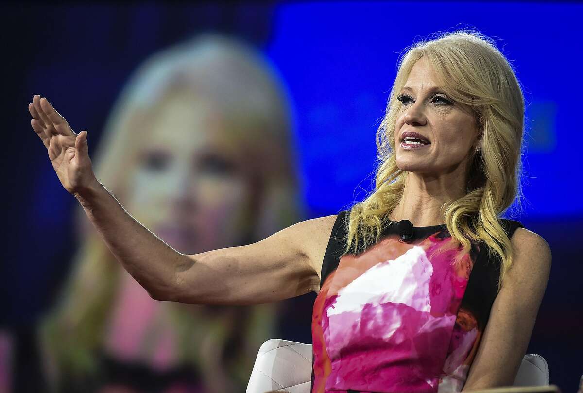 Presidential advisor Kellyanne Conway speaks at the Conservative Political Action Conference (CPAC) on Thursday in Washington, D.C. MUST CREDIT: Washington Post photo by Bill O'Leary