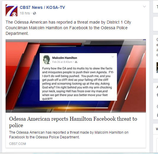 Odessa newspaper files report with local police over councilman's