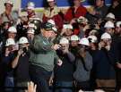﻿President Donald Trump greeted members of the U.S. Navy and shipyard workers 
on board the USS Gerald R. Ford ﻿that is being built at Newport News shipbuilding.﻿