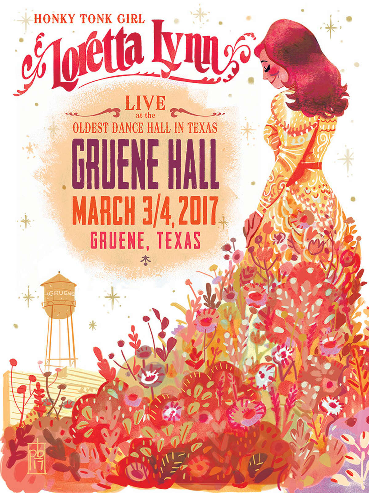 Disney artist Paul Briggs' poster for Loretta Lynn's Gruene Hall concerts.