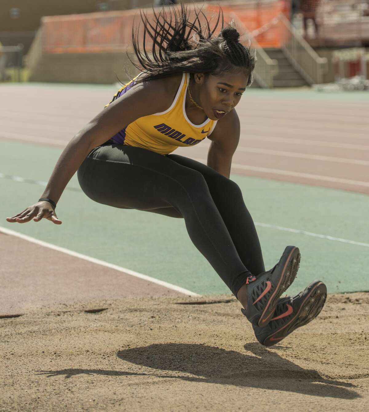 Sametria Smith competes Friday 03-03-17 in the triple jump at the Tall City Relays at Memorial Stadium. Tim Fischer/Reporter-Telegram