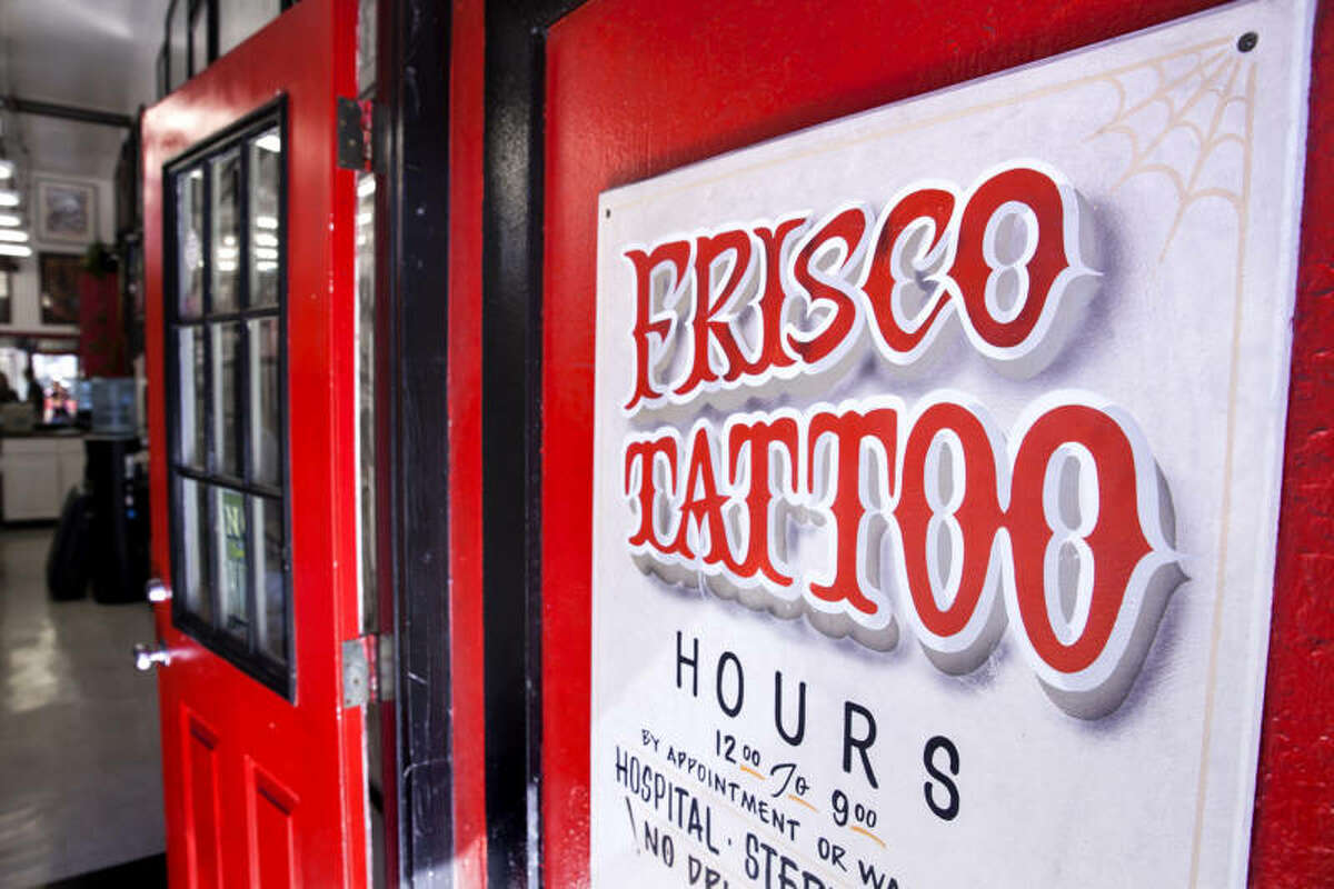 Customers of Frisco Tattoo in the Mission sometimes get local pride tattoos that say ‘Frisco’ or ‘San Franpsycho’ in fancy lettering.