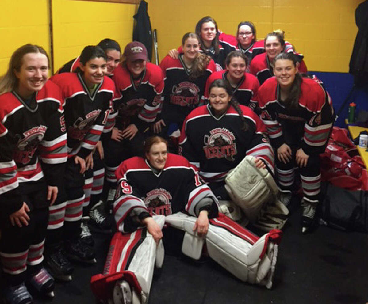 The Troy Albany 19U Ice Cats include, front row (goalies): Jen Gregg and Haylee Lefebvre. First row: Sarah Limberger, Kaitlin Smith, Sara Smith, Melissa Breen, Rebecca Gregg, Abby Montuori and Colleen Kennedy. Second row: Jayde Dukette, Mallory Johnson and Emily Levin. Players missing from photo: Kerry Carr, Taylor Ham, Kaitlyn Pike, Sara Cruise and Elizabeth Congiusta.