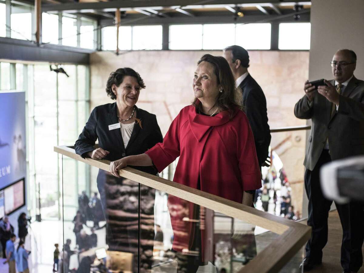 Texas First Lady Cecilia Abbott, center right, receives a tour from President and CEO of the Witte Museum Marise McDermott, left, at the opening of the renovated Witte Museum on Broadway street near Brackenridge Park in San Antonio, Texas on Saturday, March 4, 2017. The WItte has now completed a major renovation of more than 174,000 square feet of space with new galleries and exhibit space.