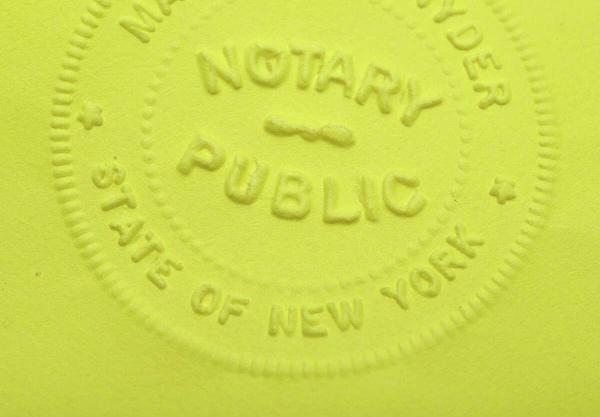 New York notary embossed seal on Tuesday, Feb. 21, 2017, at the Times Union in Colonie, N.Y. (Will Waldron/Times Union)