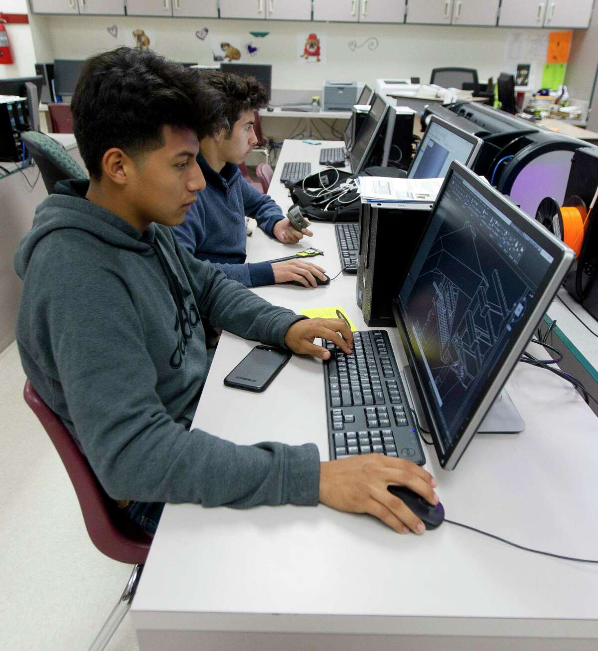 Willis High School senior Marco Gonzalez, 17, works on an AutoCAD project at Willis High School Wednesday, March 1, 2017, in Willis. Willis seniors Gonzalez and fellow senior Gabriel Ramire are preparing to take their engineering certification test as part of the districtÂ?’s engineering class. Willis ISD plans to open a $39.4 million Career and Technology Education building as part of the $109.5 million bond pass in November 2015.