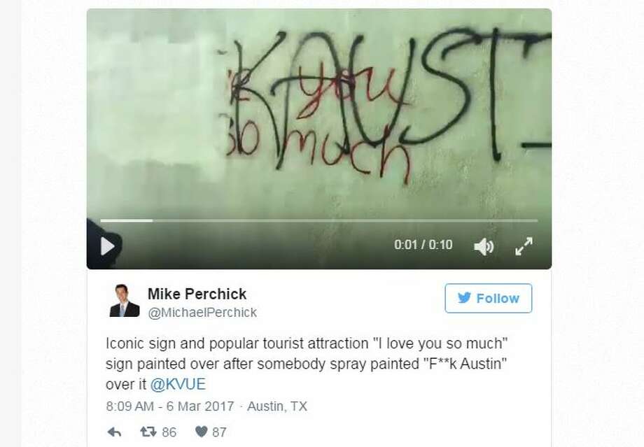 Austin S I Love You So Much Wall Defaced Again Houston Chronicle