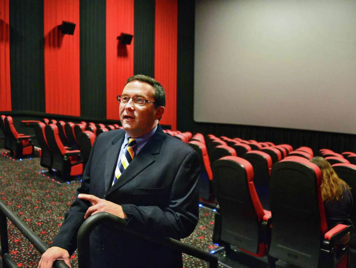 Joe Masher, chief operating officer of Bow Tie Cinemas, in October 2013 inside the newly refurbished new Bow Tie theater at Wilton Mall in Saratoga Springs, N.Y. Ridgefield-based Bow Tie Cinemas is undertaking a multimillion-dollar upgrade of Bow Tie Regent in South Norwalk, Conn., to include new seating. (John Carl D'Annibale / Times Union)