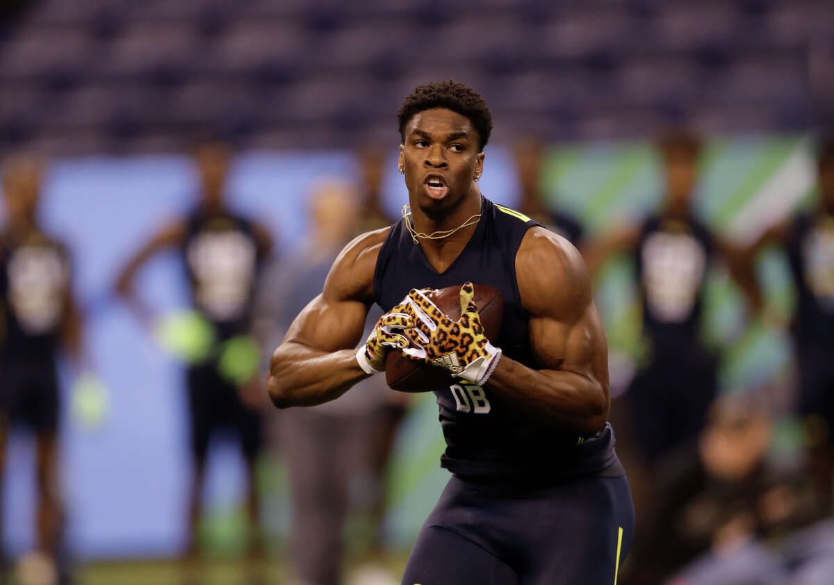 Connecticut defensive back Obi Melifonwu runs a drill at the NFL football scouting combine Monday, March 6, 2017, in Indianapolis. (AP Photo/David J. Phillip)