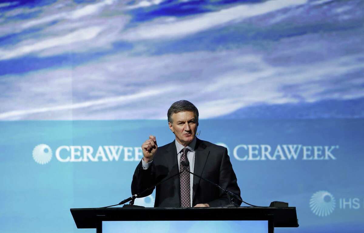 Al Monaco, president and chief executive officer of Enbridge Inc., speaks during the 2017 IHS CERAWeek conference in Houston, Texas, U.S., on Monday, March 6, 2017. CERAWeek gathers energy industry leaders, experts, government officials and policymakers, leaders from the technology, financial, and industrial communities toprovide new insights and critically-important dialogue on energy markets. Photographer: Aaron M. Sprecher/Bloomberg