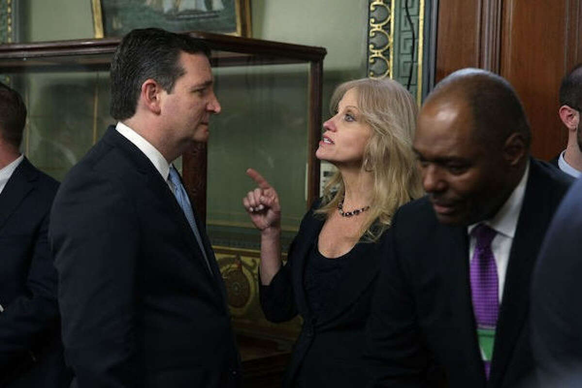 What was said? There's no audio of what U.S. Sen. Ted Cruz and former campaign chief Kellyanne Conway, now a counselor to  President Donald Trump, said to one another on March 2, 2017. But, photos portray it as something of a confrontational visit. >>>Scroll through the gallery to see the insults Ted Cruz and Donald Trump hurled at one another during the presidential campaign, as well as highlights of Cruz's run for the GOP nomination