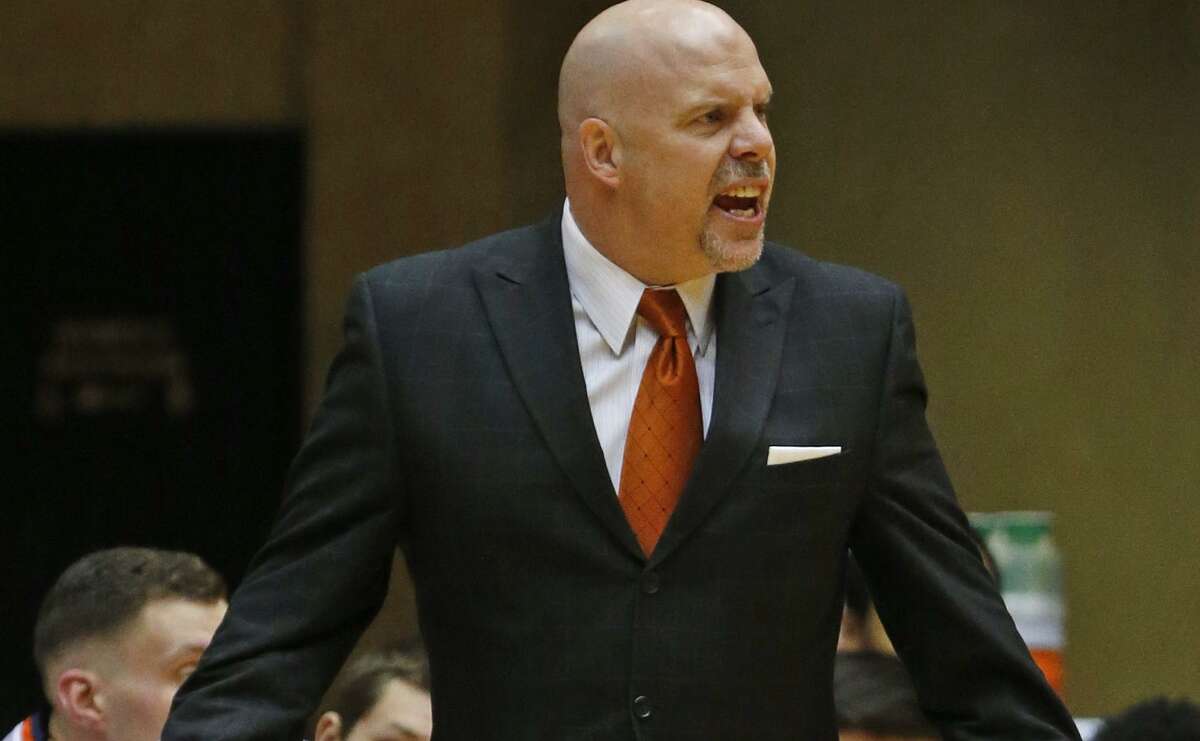 UTSA coach Steve Henson yells at officials during their game against Southern Mississippi on Feb. 9, 2017 at the Convocation Center.
