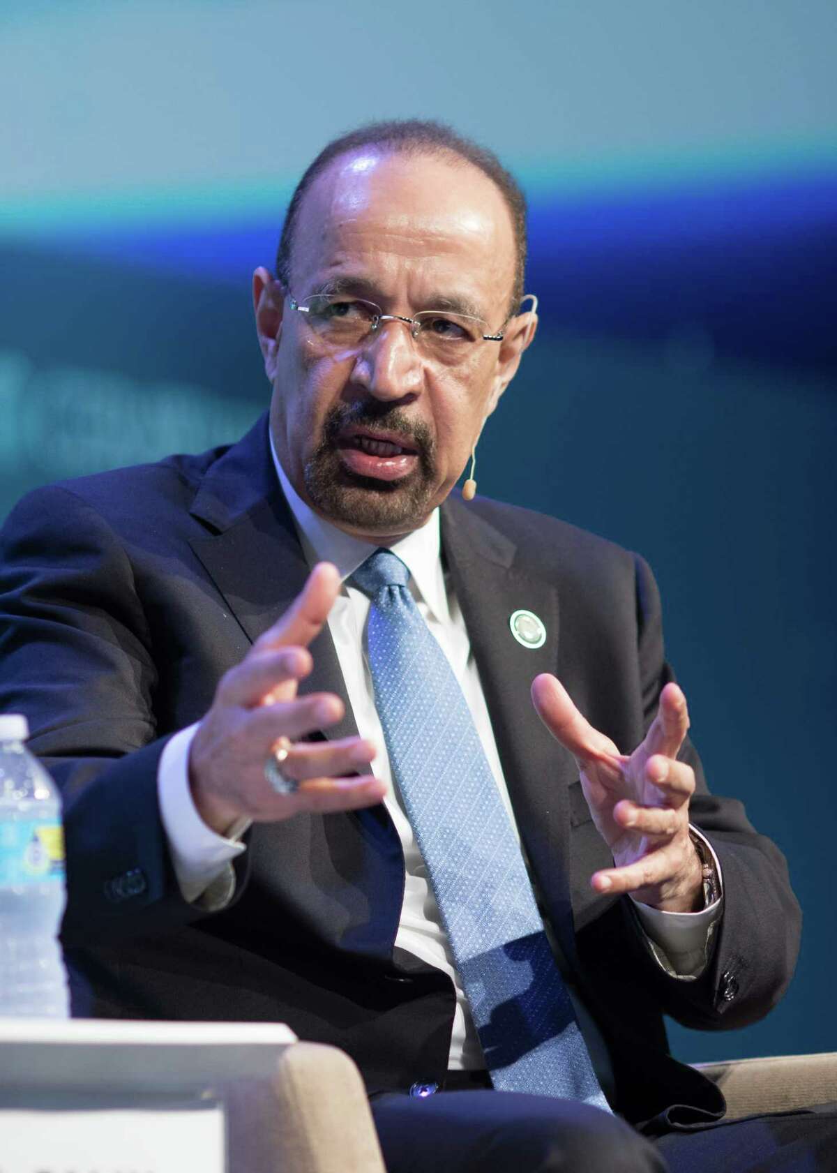 Khalid Bin Abdulaziz Al-Falih, Saudi Arabia's energy and industry minister, speaks during the 2017 IHS CERAWeek conference in Houston, Texas, U.S., on Monday, March 7, 2017. CERAWeek gathers energy industry leaders, experts, government officials and policymakers, leaders from the technology, financial, and industrial communities to provide new insights and critically-important dialogue on energy markets. Photographer: F. Carter Smith/Bloomberg