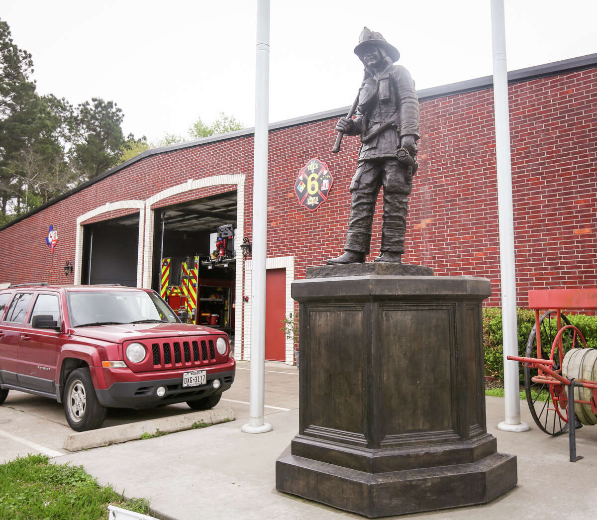 Needham Fire Chief Kevin Hosler plans for the new Montgomery County Fallen Firefighters Memorial at the Lone Star Convention and Expo Center to be modeled after a statue in front of Needham Fire Rescue Station 61.