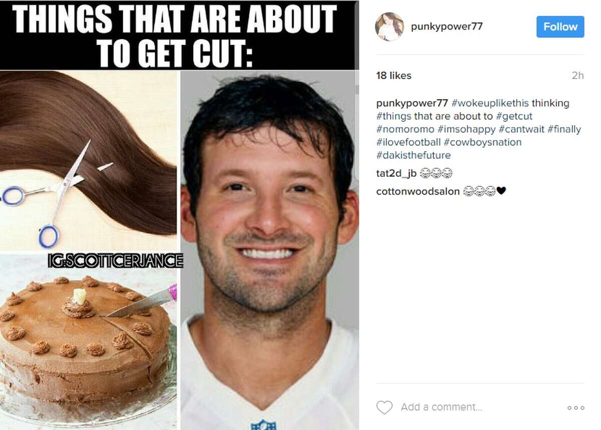 Instagram user @punkypower77 posted this photo in response to Tony Romo's release from the Dallas Cowboys.