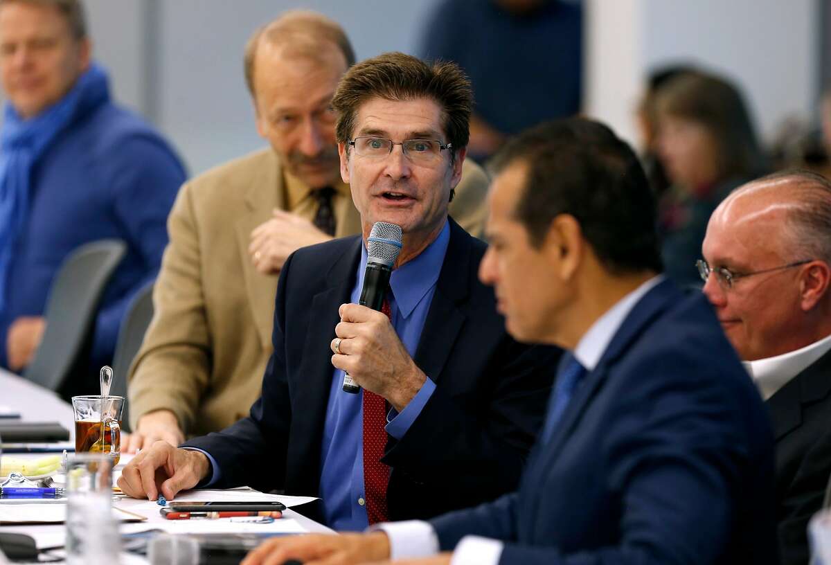 Carl Guardino, president and CEO of the Silicon Valley Leadership Group, leads a quarterly meeting of the organization's board of directors in Santa Clara, Calif. on Thursday, March 9, 2017. Guardino is among several of the members that will be part of a delegation traveling to Washington, D.C. to meet with lawmakers.