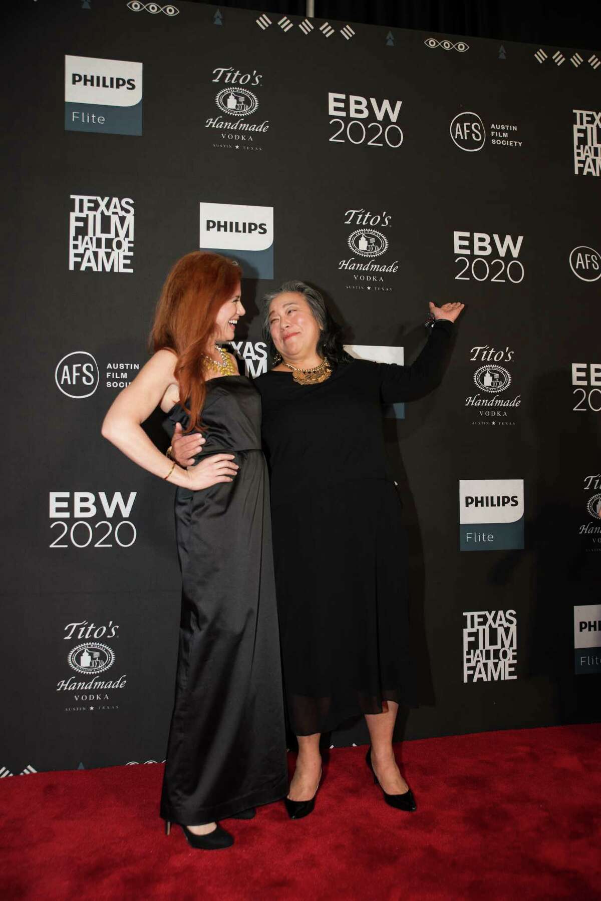 Ingrid Vanderveldt, founder and chairman of EBW2020, and Tina Tchen, former White House Chief of Staff for Michelle Obama, arrive at the Texas Film Awards in Austin on March 9, 2017.